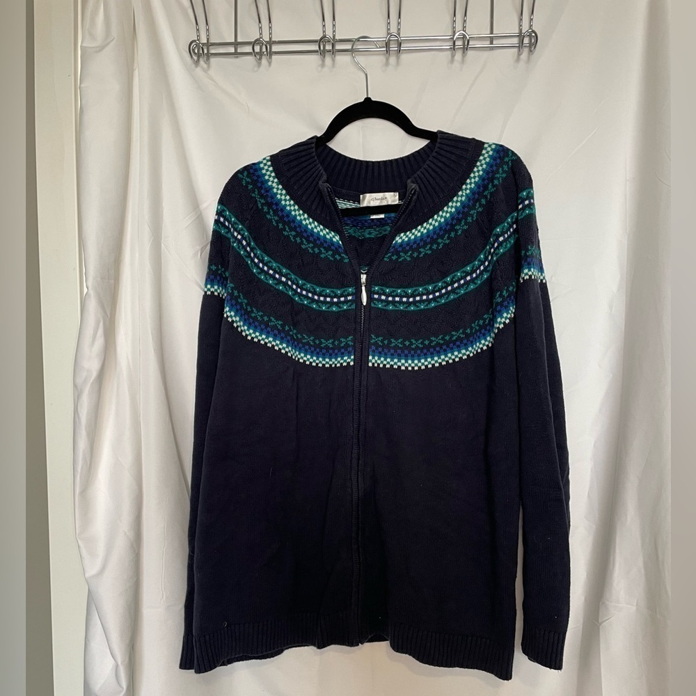 Cjbanks/ zip up cardigan navy blue with  top design​​​​​​​​​​​​